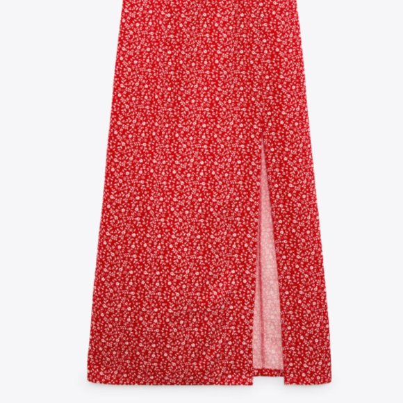 ZARA WOMAN NWT SS21 RED-WHITE FLORAL PRINT DRESS MEDIUM 4688/305 NEW - Picture 9 of 10